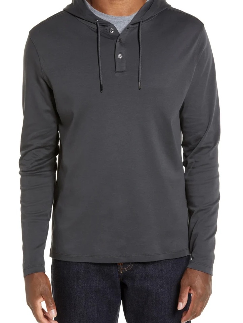 Robert Barakett GEORGIA Men's Black Hooded Henley! Men’s Large!